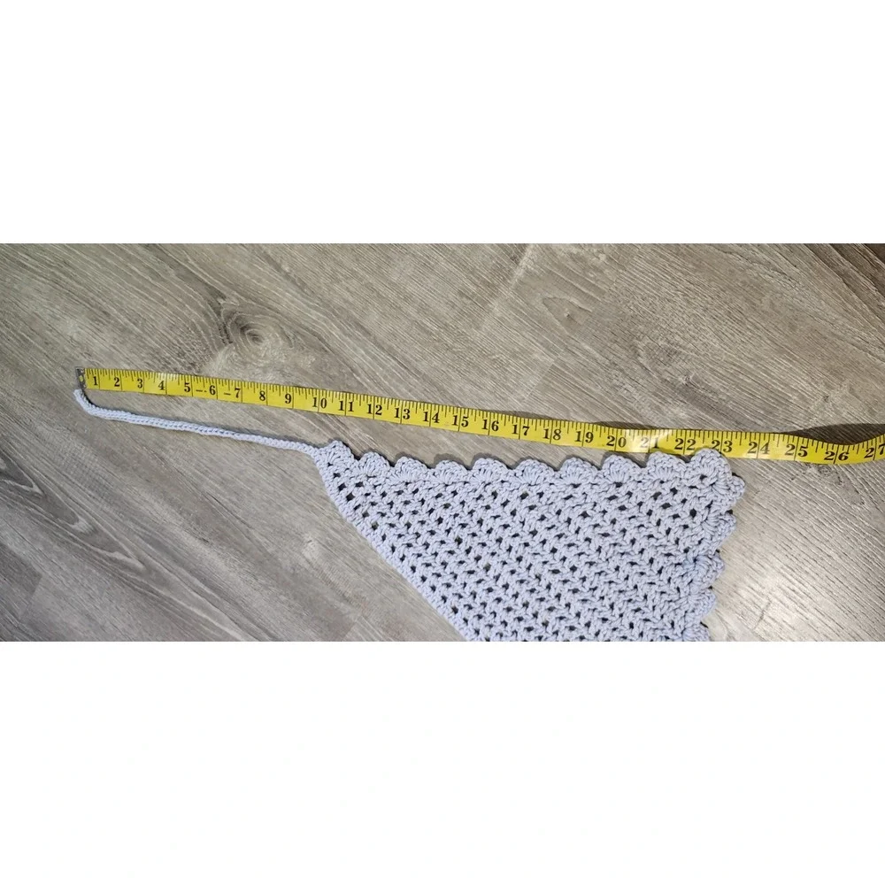 Handmade Crochet Triangle‎ Head Scarf Cotton Boho Hippie Festival Cottage Violet